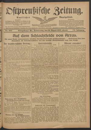 Ostpreußische Zeitung vom 29.08.1918