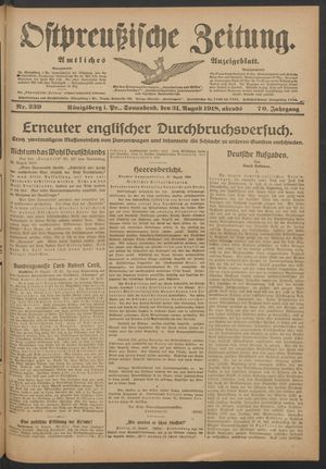 Ostpreußische Zeitung vom 31.08.1918