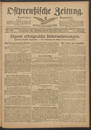 Ostpreußische Zeitung vom 10.09.1918