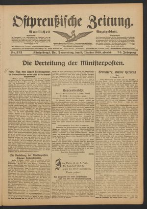 Ostpreußische Zeitung vom 03.10.1918