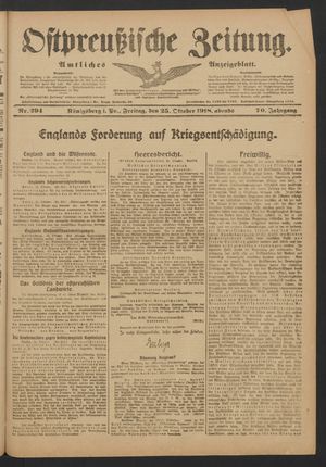 Ostpreußische Zeitung vom 25.10.1918