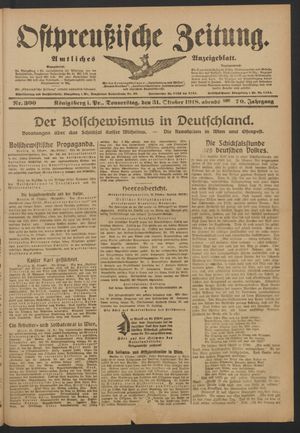 Ostpreußische Zeitung vom 31.10.1918