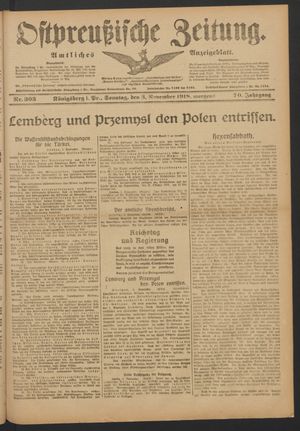Ostpreußische Zeitung vom 03.11.1918