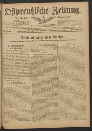Ostpreußische Zeitung vom 09.11.1918