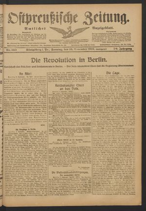 Ostpreußische Zeitung vom 10.11.1918