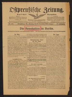 Ostpreußische Zeitung vom 10.11.1918