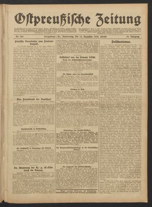Ostpreußische Zeitung vom 19.12.1918