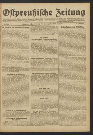 Ostpreußische Zeitung vom 22.12.1918