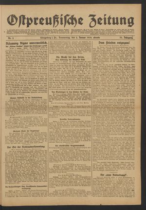 Ostpreußische Zeitung vom 02.01.1919