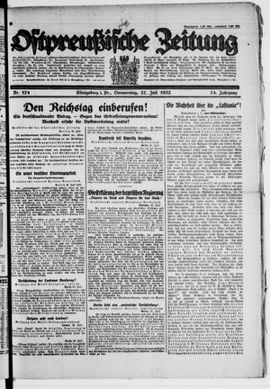 Ostpreußische Zeitung vom 27.07.1922