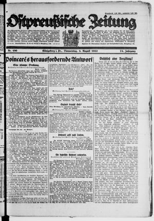 Ostpreußische Zeitung vom 03.08.1922