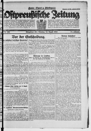 Ostpreußische Zeitung vom 15.08.1922