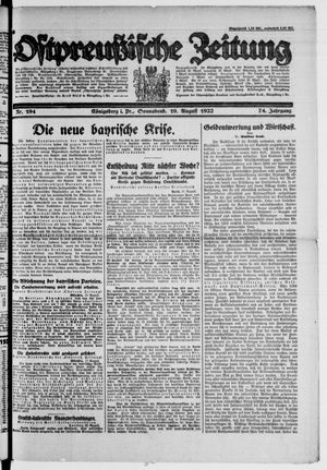 Ostpreußische Zeitung vom 19.08.1922