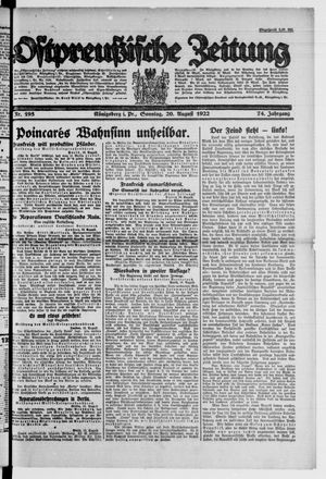 Ostpreußische Zeitung vom 20.08.1922
