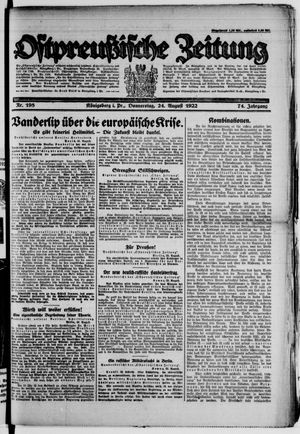Ostpreußische Zeitung vom 24.08.1922