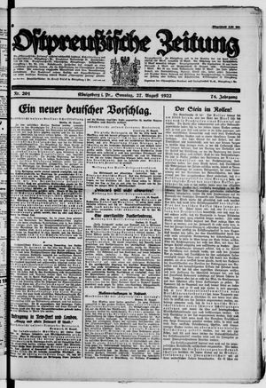 Ostpreußische Zeitung on Aug 27, 1922