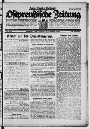 Ostpreußische Zeitung vom 26.09.1922