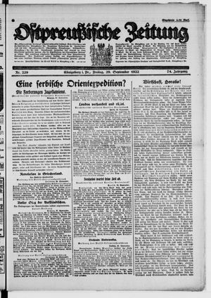 Ostpreußische Zeitung vom 29.09.1922