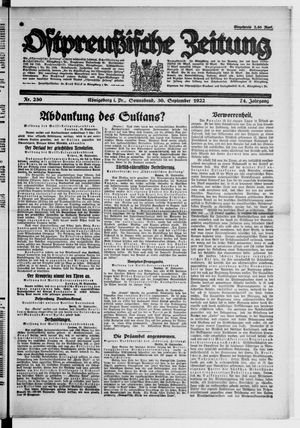 Ostpreußische Zeitung vom 30.09.1922