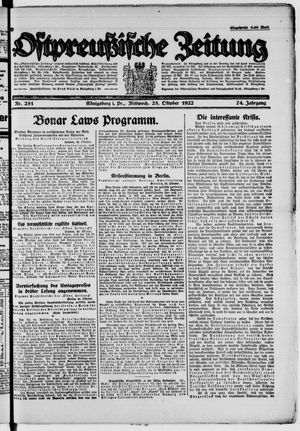 Ostpreußische Zeitung vom 25.10.1922
