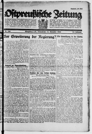 Ostpreußische Zeitung vom 11.11.1922