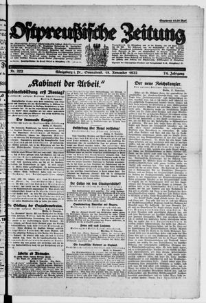 Ostpreußische Zeitung vom 18.11.1922