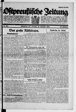 Ostpreußische Zeitung vom 19.11.1922