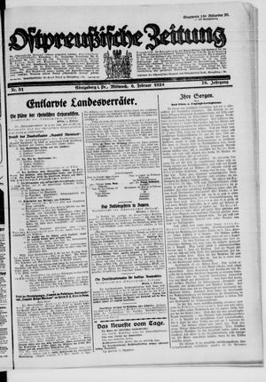 Ostpreußische Zeitung vom 06.02.1924
