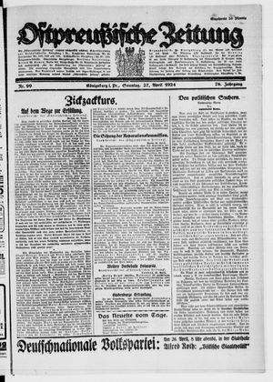 Ostpreußische Zeitung vom 27.04.1924