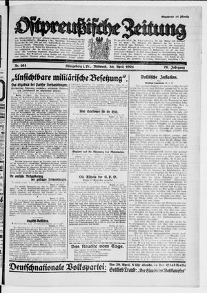Ostpreußische Zeitung vom 30.04.1924