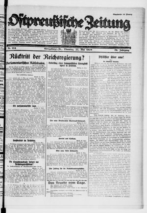 Ostpreußische Zeitung on May 27, 1924