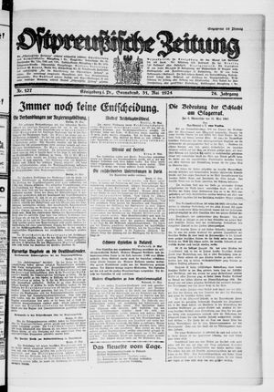 Ostpreußische Zeitung on May 31, 1924