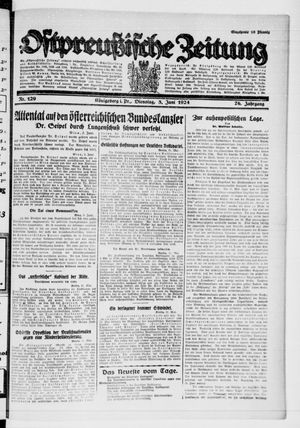 Ostpreußische Zeitung vom 03.06.1924