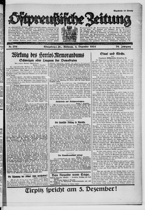 Ostpreußische Zeitung vom 03.12.1924