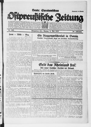Ostpreußische Zeitung vom 09.05.1927