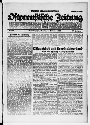 Ostpreußische Zeitung vom 06.09.1927