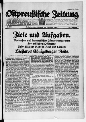 Ostpreußische Zeitung vom 21.09.1927