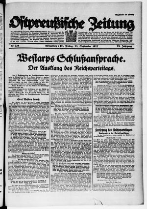 Ostpreußische Zeitung vom 23.09.1927