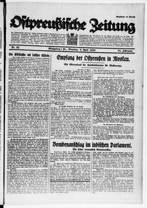 Ostpreußische Zeitung vom 09.04.1929