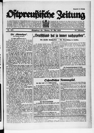 Ostpreußische Zeitung vom 27.05.1929