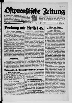 Ostpreußische Zeitung vom 13.07.1930