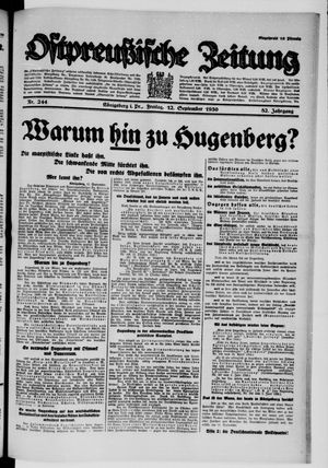 Ostpreußische Zeitung vom 12.09.1930