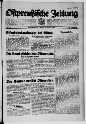 Ostpreußische Zeitung on Jan 9, 1931