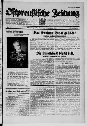 Ostpreußische Zeitung on Jan 27, 1931
