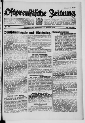 Ostpreußische Zeitung vom 12.02.1931