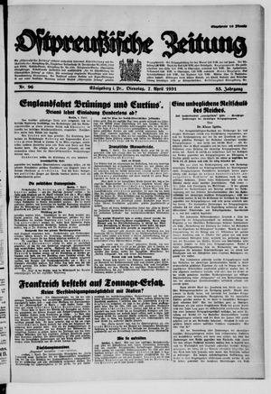 Ostpreußische Zeitung vom 07.04.1931