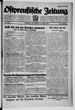 Ostpreußische Zeitung vom 12.04.1931