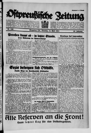 Ostpreußische Zeitung on Apr 21, 1931