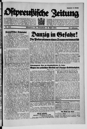 Ostpreußische Zeitung vom 25.04.1931