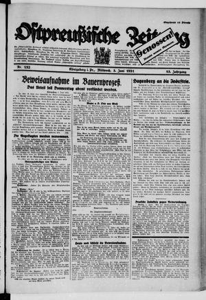 Ostpreußische Zeitung on Jun 3, 1931